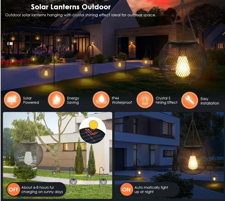 Outdoor Solar Hanging Light ~ Light up patios, gardens & balconies naturally
