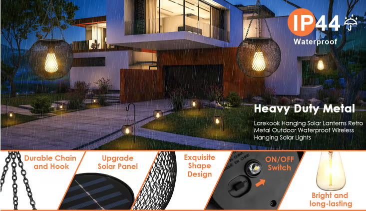 Outdoor Solar Hanging Light ~ Light up patios, gardens & balconies naturally